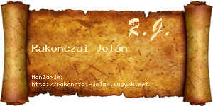 Rakonczai Jolán névjegykártya